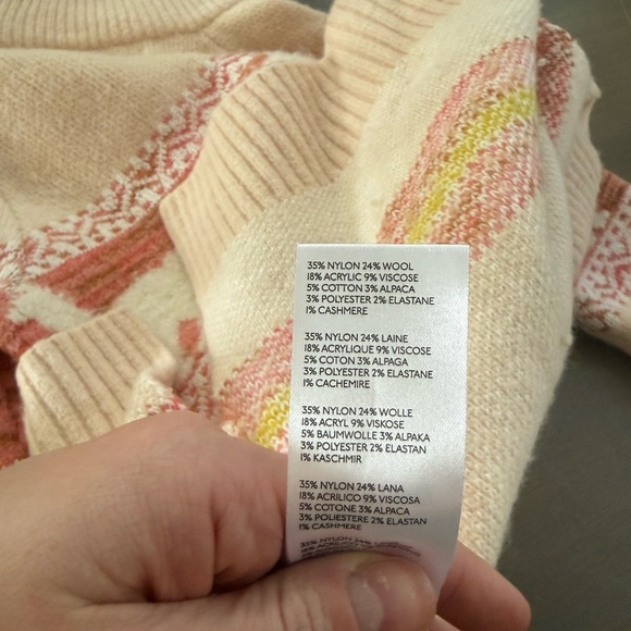 Anthropologie Pink and Cream Alpaca Sweater - Picture 5 of 5